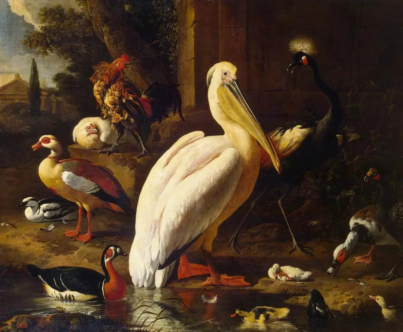 Fåglar i en park - Melchior de Hondecoeter