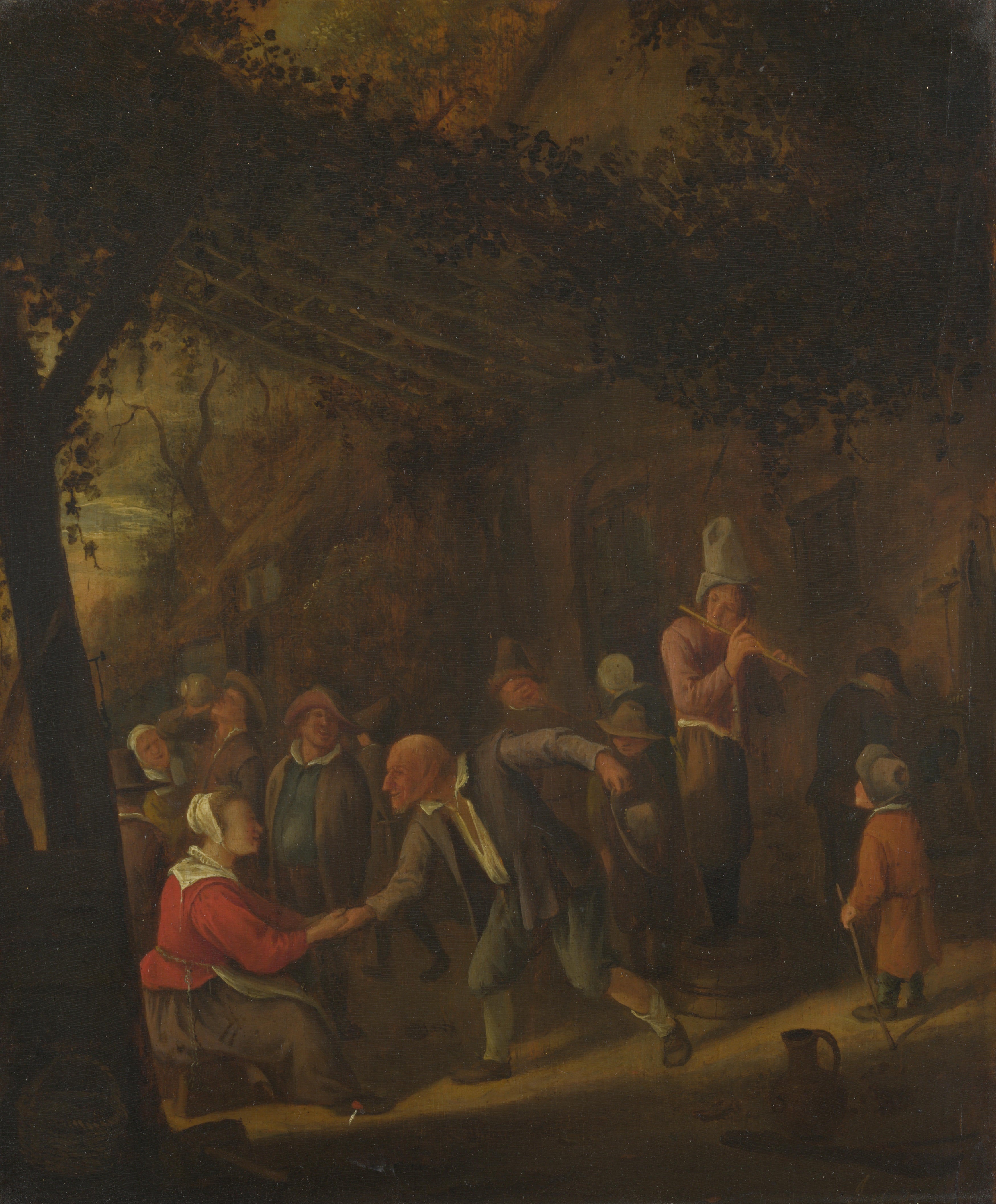 Des paysans font la fête devant une auberge - Jan Steen image 1 reproduction d’œuvre d’art à l’huile