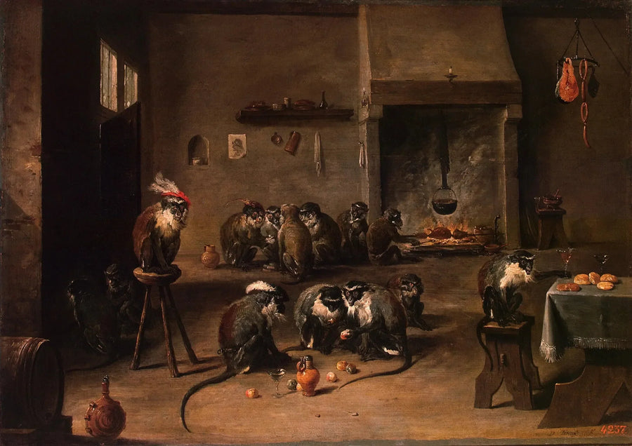 Ape i köket - David Teniers den yngre