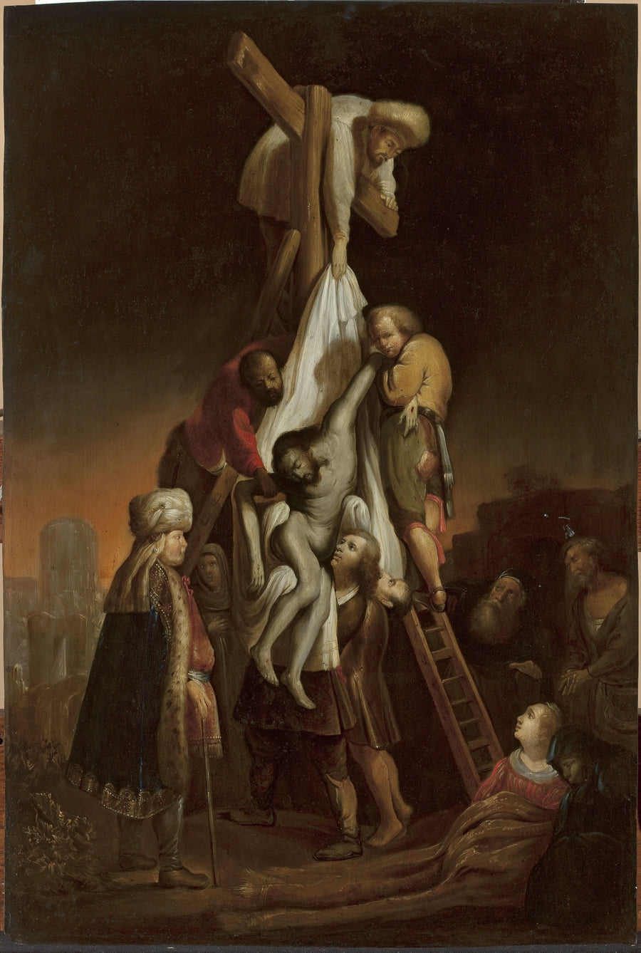 Nedtagning från korset (Matteus 27:58–59; Markus 15:45–46; Lukas 23:52–53; Johannes 19:38) - Rembrandt