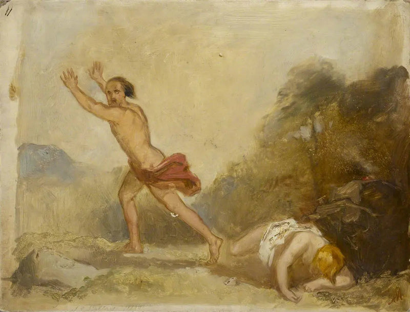 Provskiss « Kain flyr från Abels kropp » - John Everett Millais