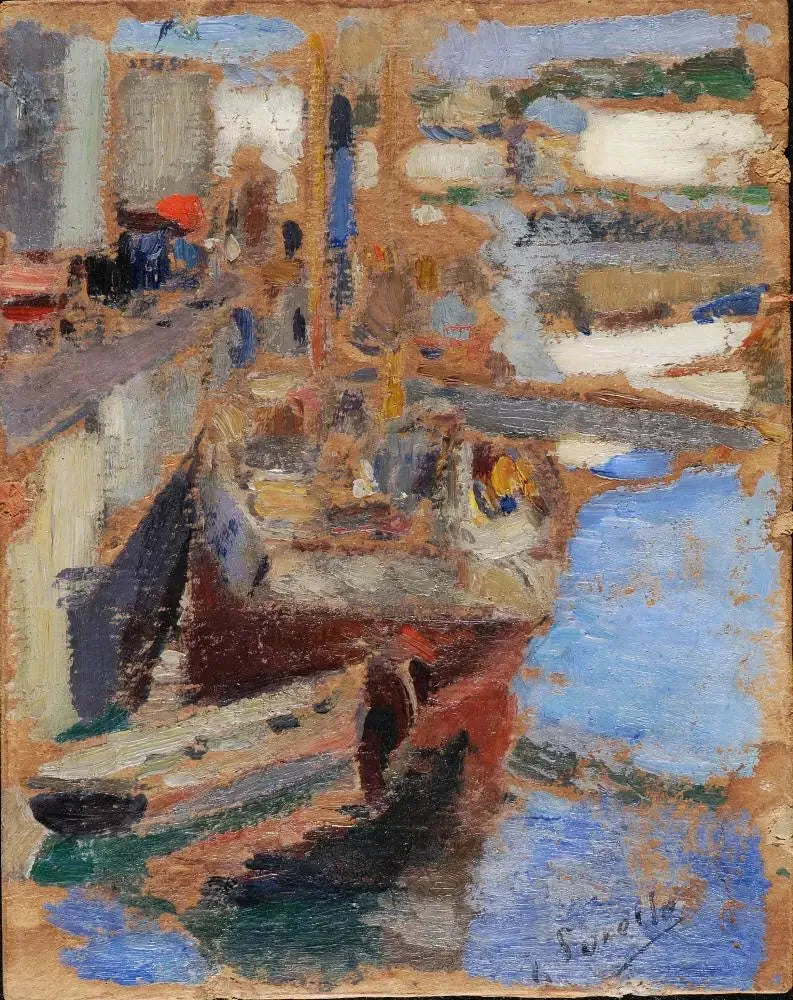 Två båtar vid kaj - Joaquín Sorolla