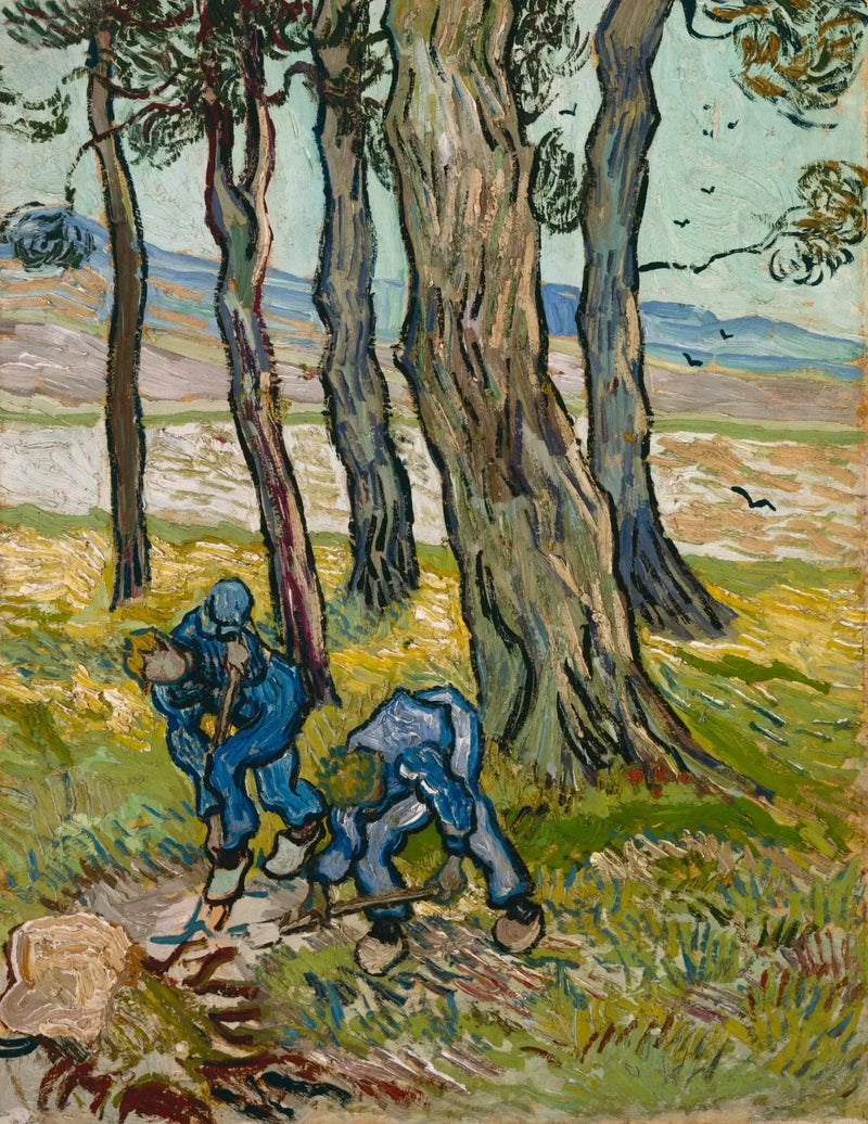 Två gräsklippare bland träden / Gräsklipparna - Vincent van Gogh