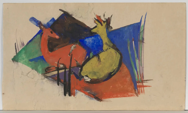 Två liggande hjortar - Franz Marc