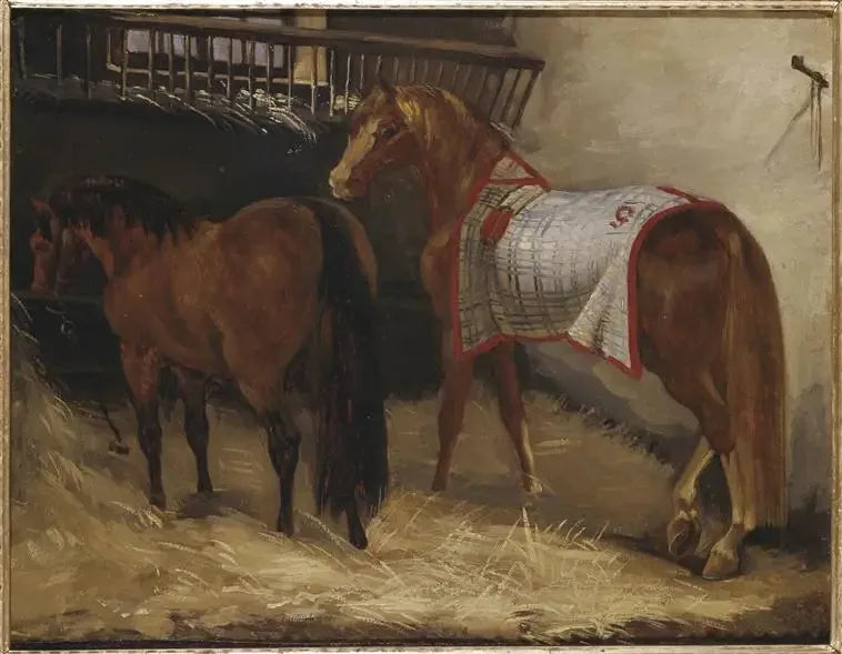 Två hästar i stallet - Théodore Géricault