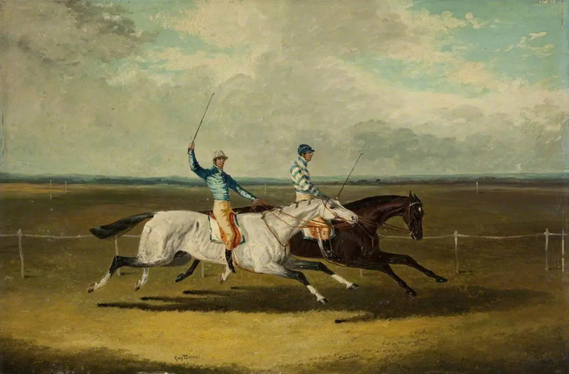Två tävlingshästar – « Grey Momus » och « Caravan » – Tävlingar - John Frederick Herring, Sr.