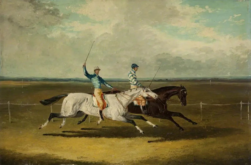 Två tävlingshästar – « Grey Momus » och « Caravan » – Tävlingar - John Frederick Herring, Sr.