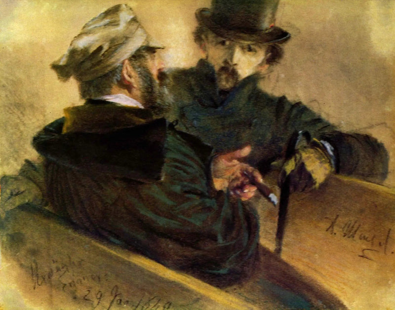 Två väljare i diskussion - Adolph von Menzel