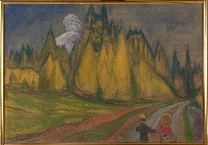 Två barn på vägen till den förtrollade skogen - Edvard Munch
