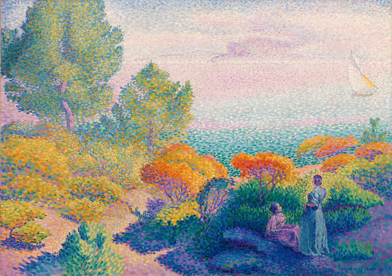 Två kvinnor vid havet, Medelhavet - Henri-Edmond Cross