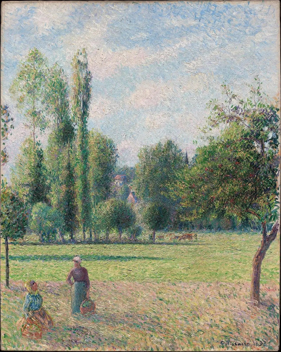 Två kvinnor i ängen i Éragny - Camille Pissarro