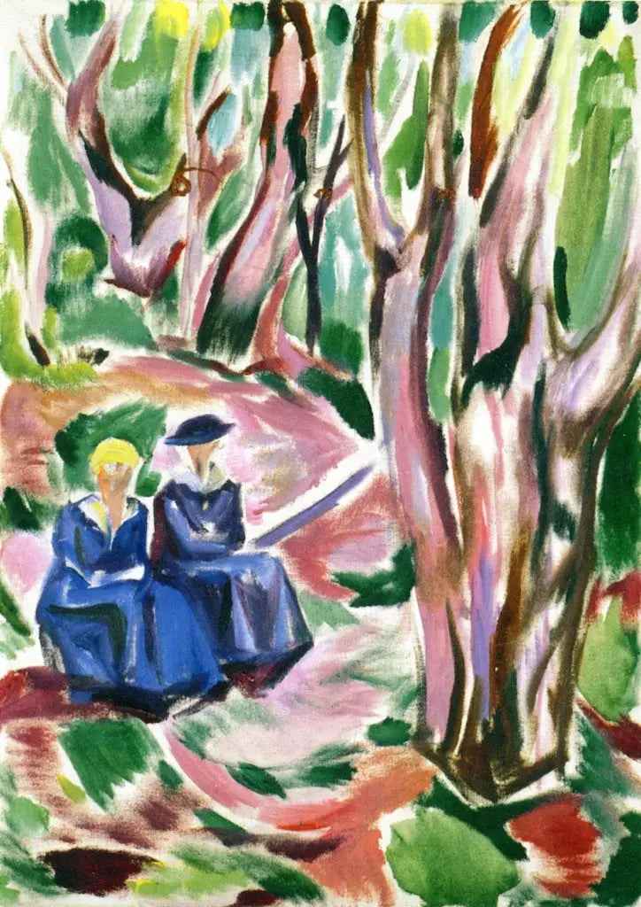 Två kvinnor i skogen i Ekely - Edvard Munch
