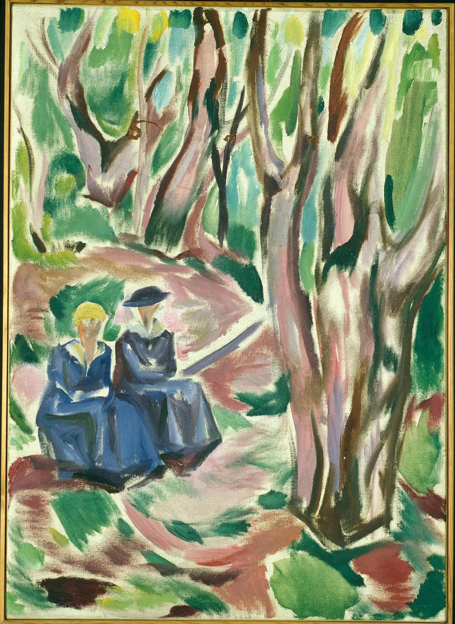 Två kvinnor i skogen i Ekely - Edvard Munch