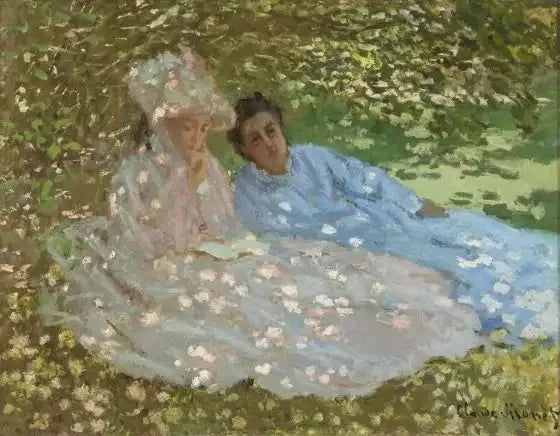 Två kvinnor i en trädgård - Claude Monet