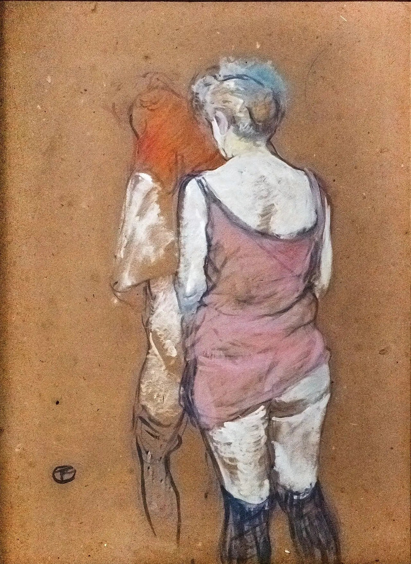 Två halvnaked kvinnor bakifrån. Huset på rue des Moulins - Henri de Toulouse-Lautrec