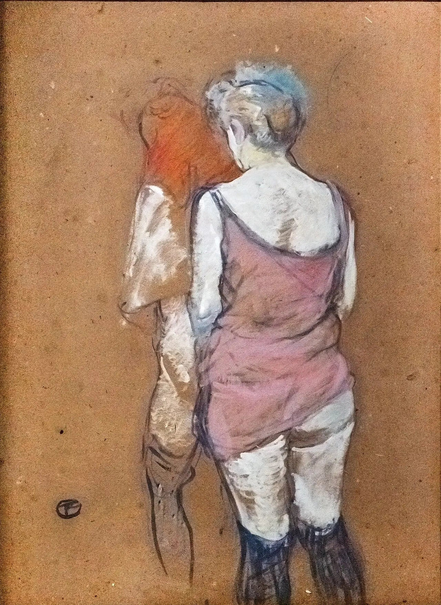 Två halvnaked kvinnor bakifrån. Huset på rue des Moulins - Henri de Toulouse-Lautrec