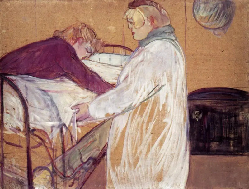 Två kvinnor som bäddar sin säng - Henri de Toulouse-Lautrec