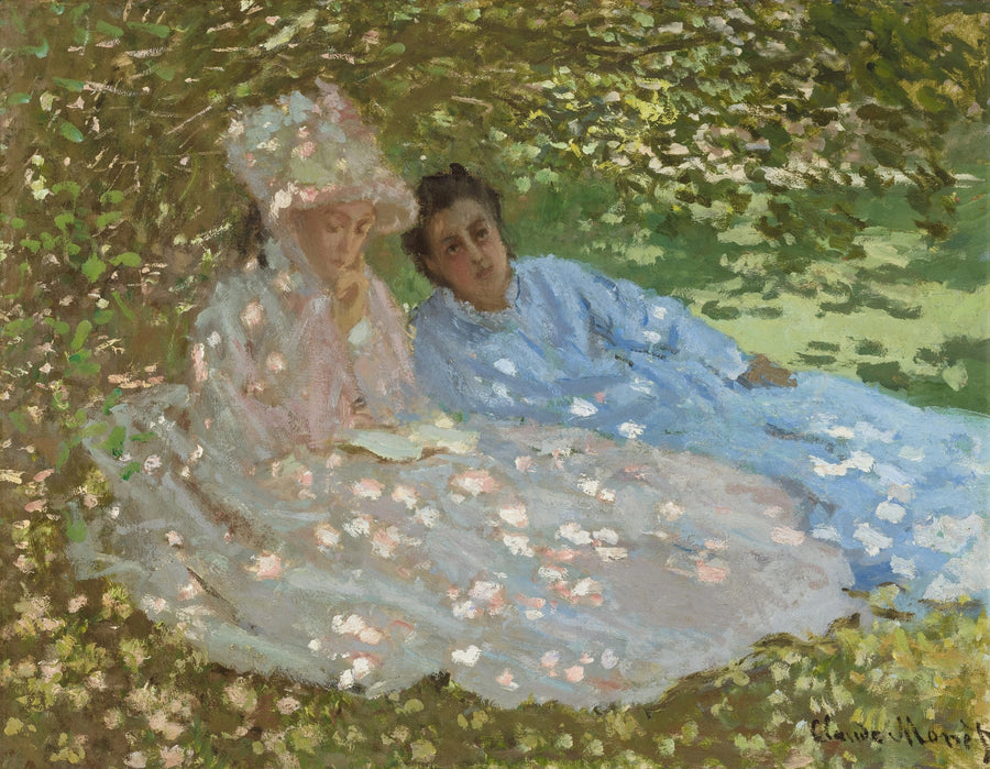 Två kvinnor i en trädgård, cirka 1872 - Claude Monet