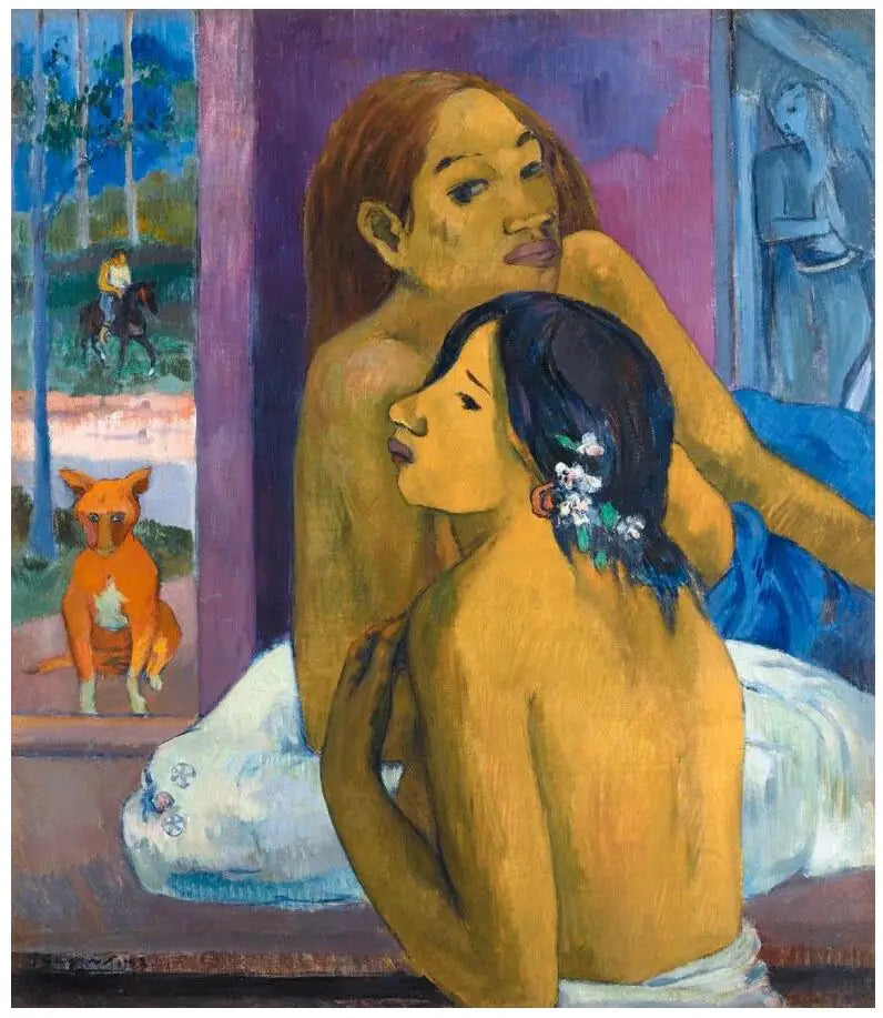 Två kvinnor, eller Den blomstrande hårmanen - Paul Gauguin