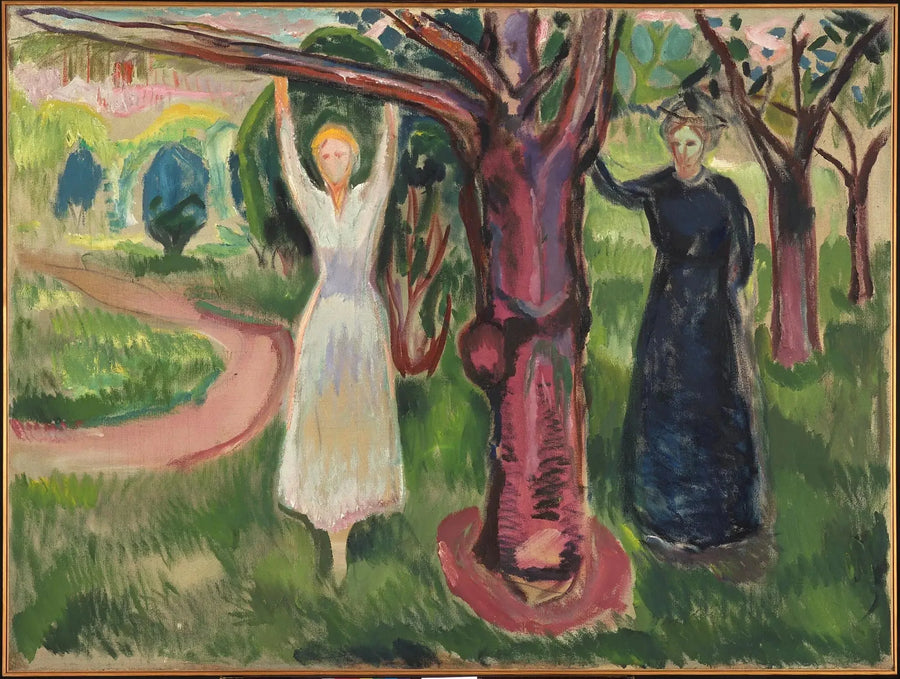 Två kvinnor under ett träd i trädgården - Edvard Munch
