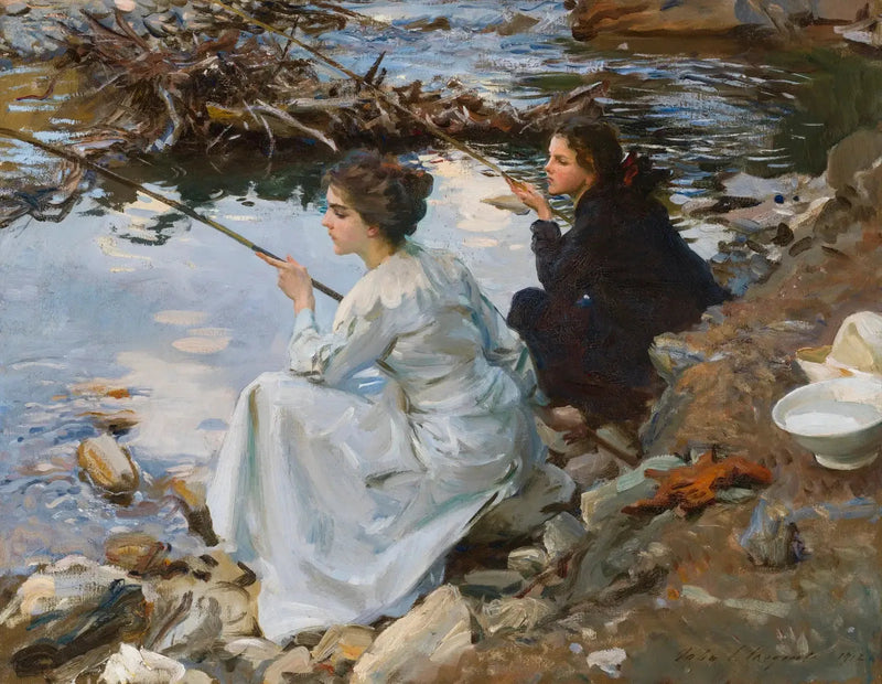 Två flickor som fiskar - John Singer Sargent