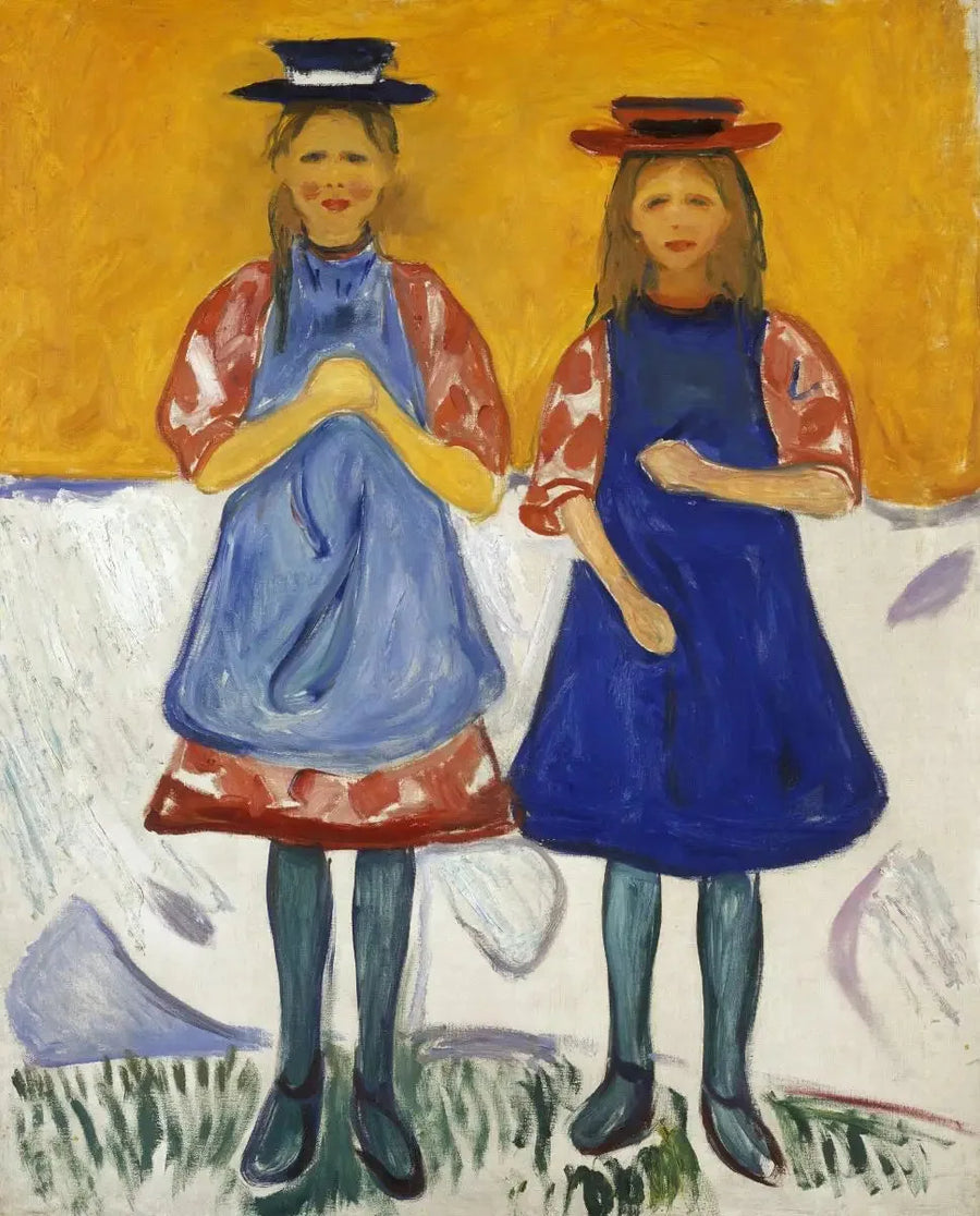 Två flickor i blå förkläde - Edvard Munch