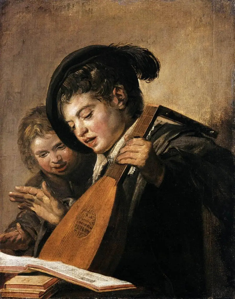 Två pojkar som spelar och sjunger - Frans Hals