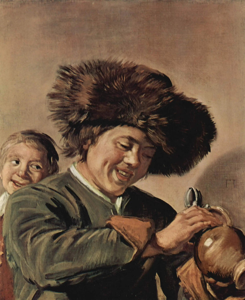 Två pojkar som skrattar med öl - Frans Hals