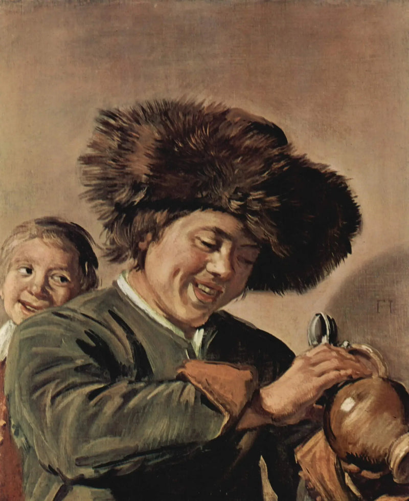 Två pojkar som skrattar med öl - Frans Hals