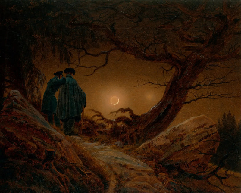 Två män som betraktar månen - Caspar David Friedrich