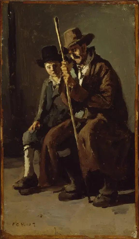 Två italienare - Jean-Baptiste Camille Corot