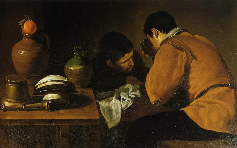 Två unga vid bordet - Diego Velázquez