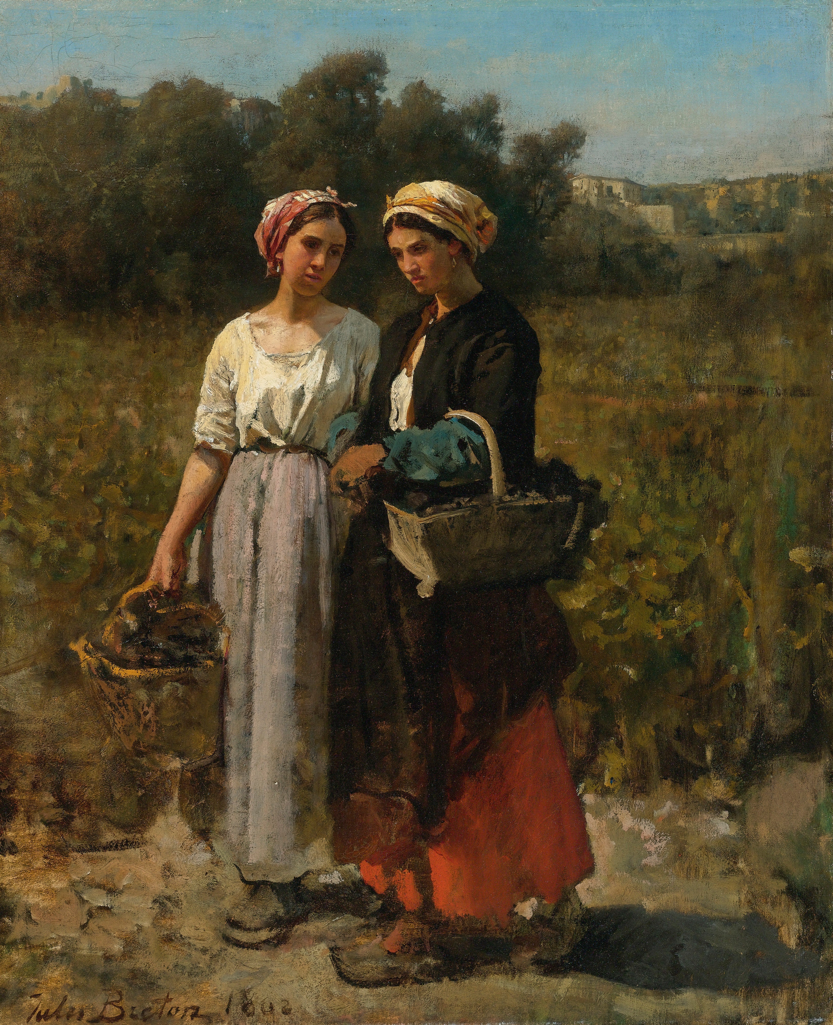Deux jeunes femmes dans le vintage - Jules Breton