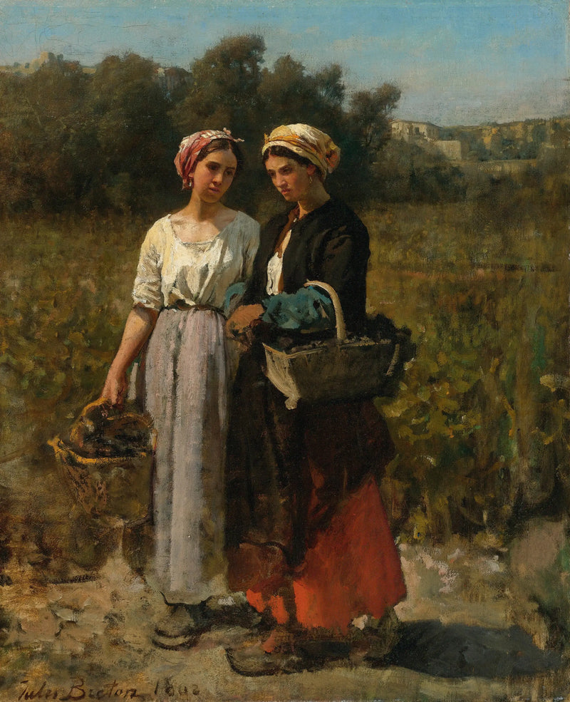 Två unga kvinnor i vintage - Jules Breton