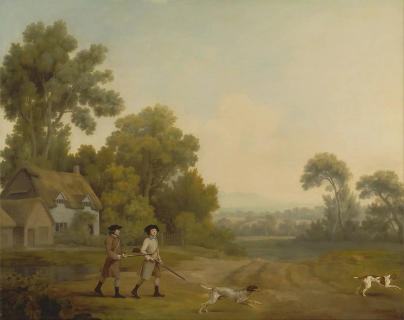 Två herrar som går mot ett skottlossning - George Stubbs