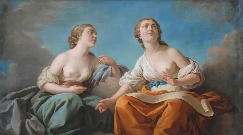 Två musor, allegori över de fem sinnena - Louis Jean François Lagrenée