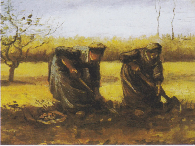 Två bönder som gräver potatis - Vincent van Gogh