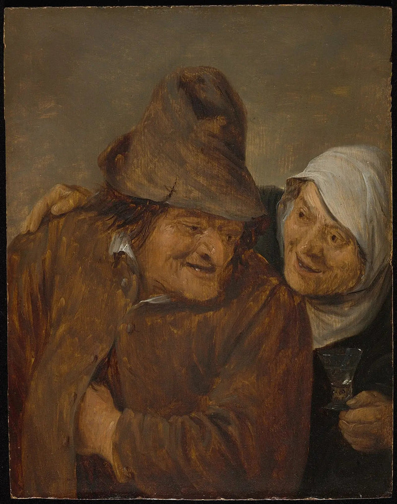 Två bönder med ett glas vin - David Teniers den yngre