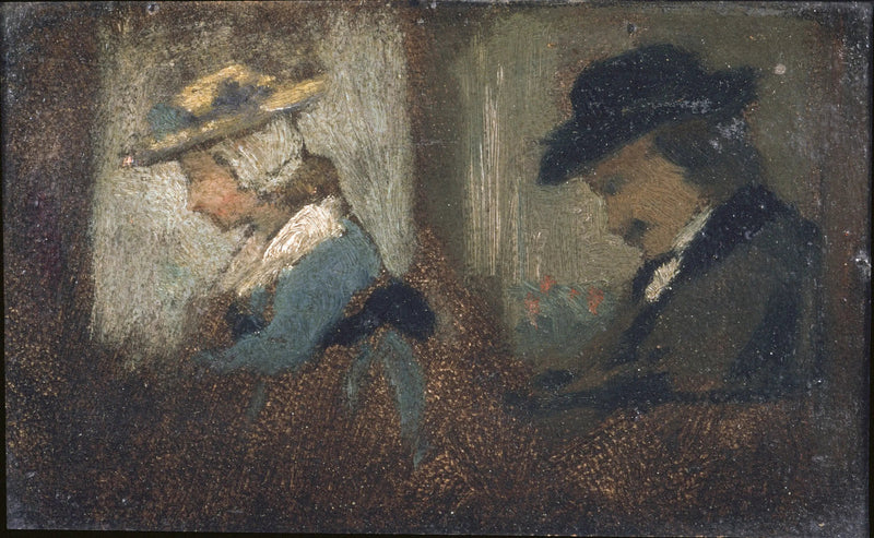 Två personer i en järnvägsvagn - Frédéric Bazille