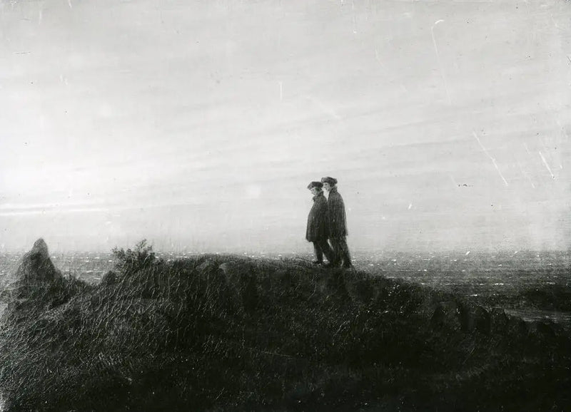 Två vandrare på stranden - Caspar David Friedrich