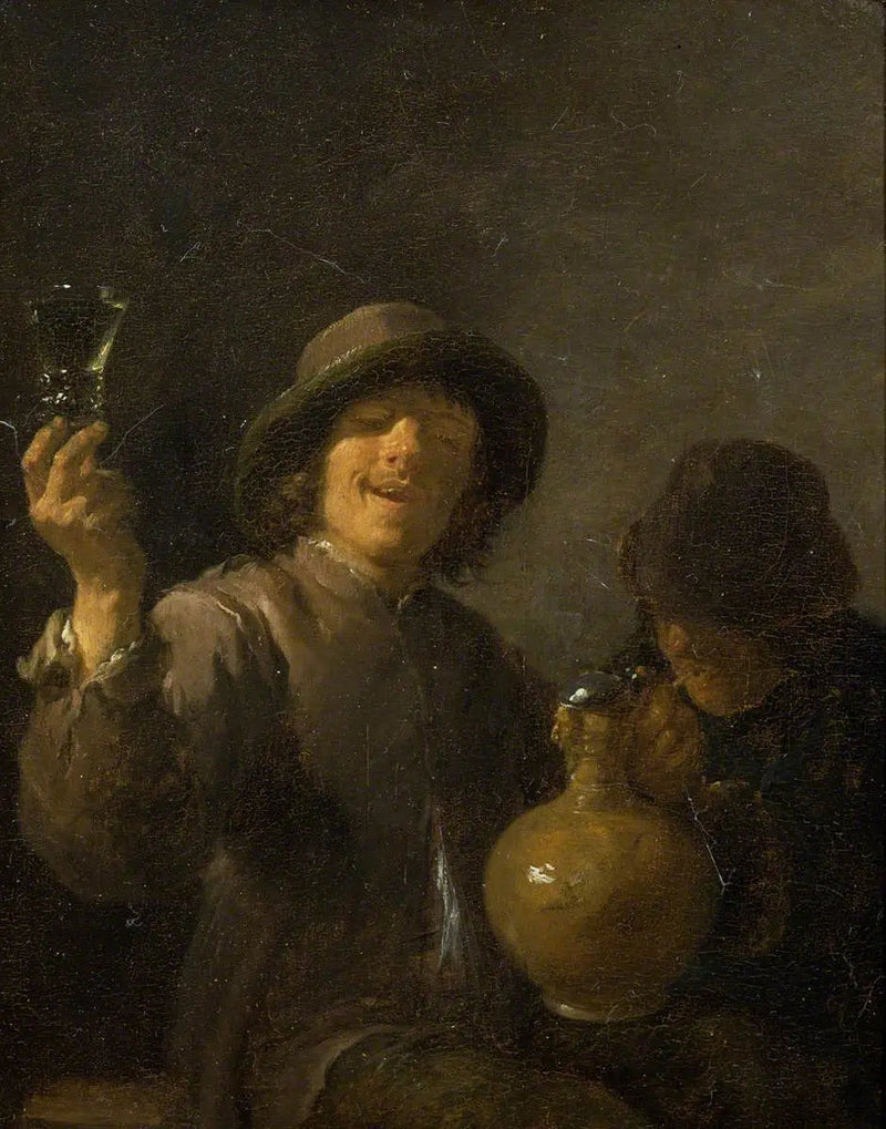 Två råbarkade män som dricker - David Teniers den yngre