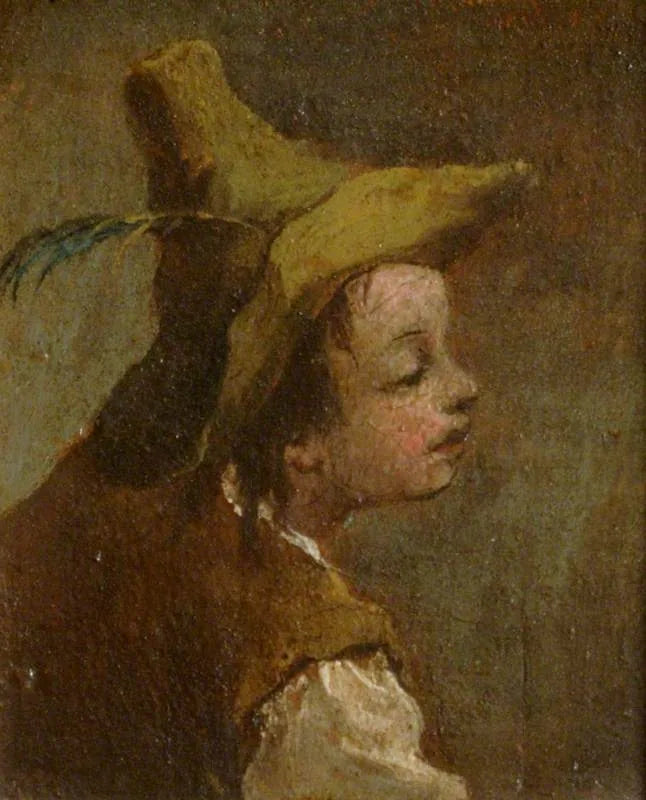 Två målningar: en pojkhuvud och ett flickhuvud (diptyk, vänstra panelen) - Francesco Guardi