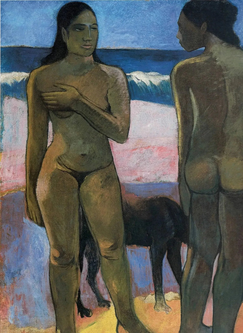Två tahitianska kvinnor på stranden - Paul Gauguin