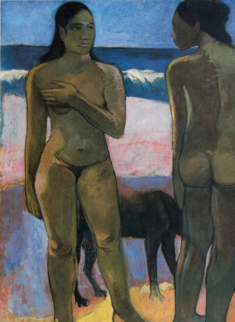 Två tahitianska kvinnor på stranden - Paul Gauguin