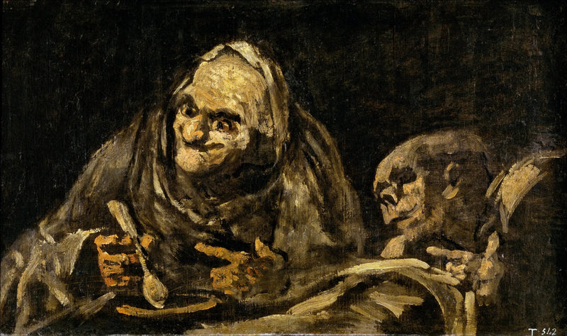 Två gamla män som äter soppa - Francisco de Goya