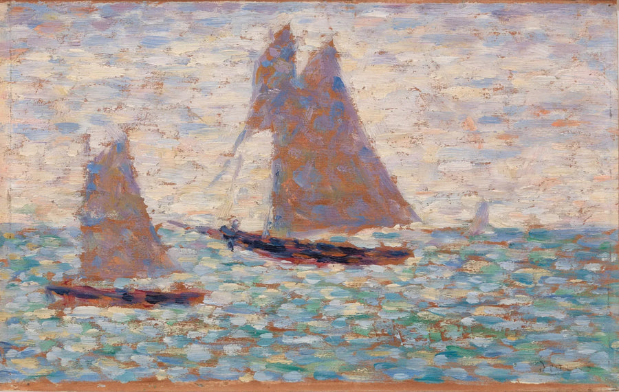 Två segelbåtar i Grandcamp - Georges Seurat