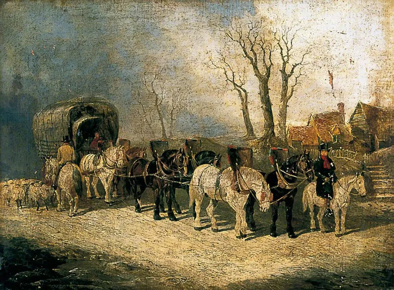 Diakonen, transportören från London till York, på vägen under vintern - John Frederick Herring, Sr.
