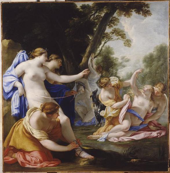 Diane som upptäcker Callistos graviditet - Eustache Le Sueur