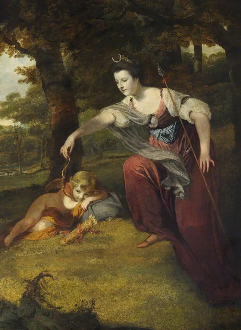 Diane avväpnar Cupidon: Elizabeth Dashwood, hertiginna av Manchester (1741-1832) och hennes son George Montagu, vicomte Manderville (1763-1772) - Joshua Reynolds