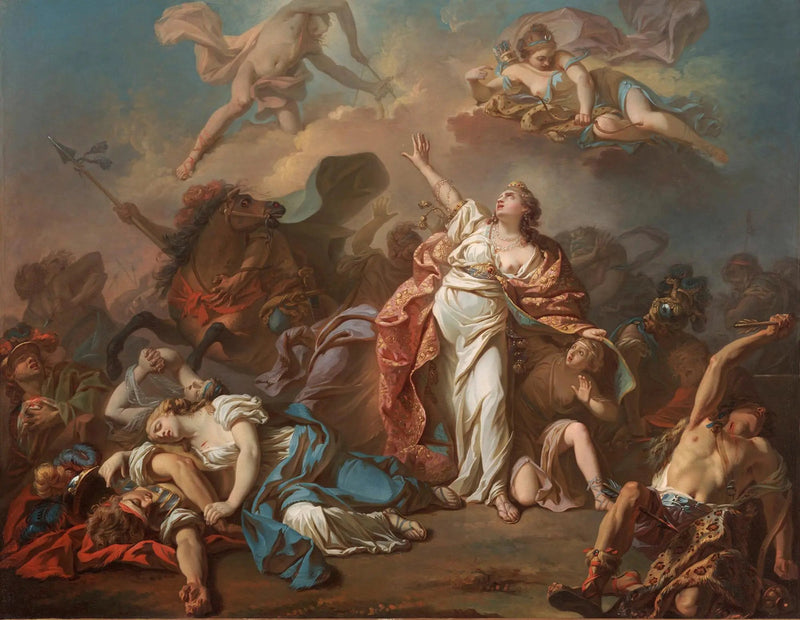 Diane och Apollon som genomborrar Niobés barn med sina pilar - Jacques-Louis David